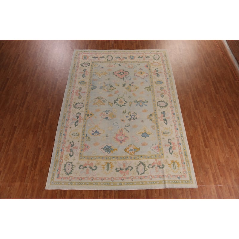 Hand Knotted Oriental 100% Wool Carpet Transitional All-Over Beige & Ivories Oushak Area Rug - 13' 2'' X 9' 5''