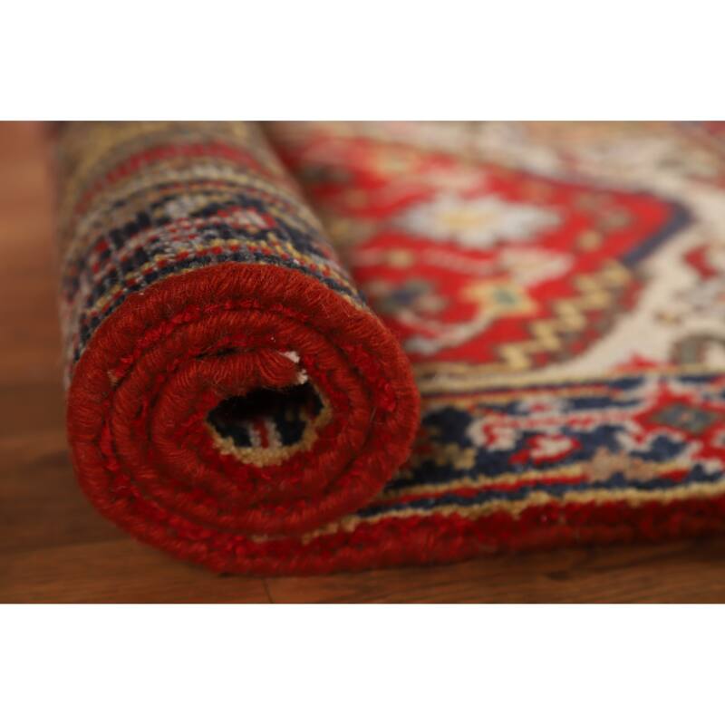Hand Knotted Oriental 100% Wool Carpet Traditional Medallion Red Heriz (serapi) Area Rug - 3' 0'' X 2' 0''
