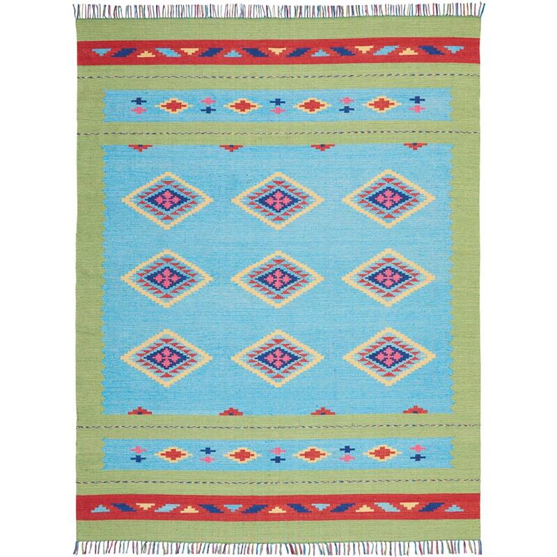 Fuhar Southwestern Low Pile with Fringe Area Rug By HomeRoots - 120' X '96' X '0.25