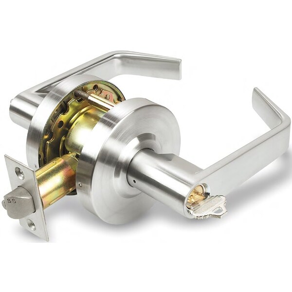 INOX BL0780 BL Series Single Cylinder Keyed Entry Storeroom Door Lever Set with 07 Lever and Round Rose - Satin Chrome