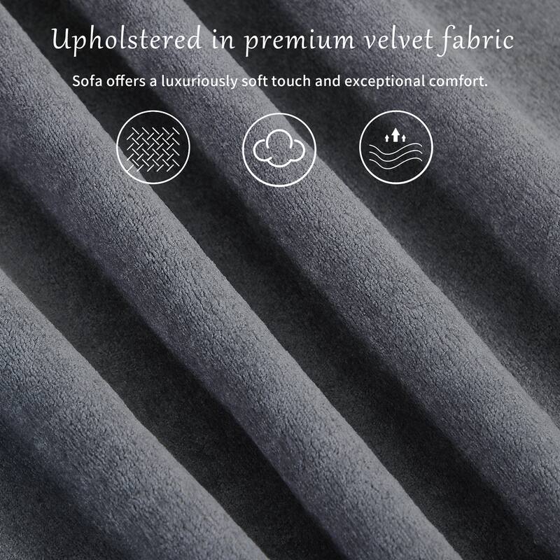 83.9" Chenille Sofa with Storage Pockets, 2-3 Seat Couch for Apartment or Living Room