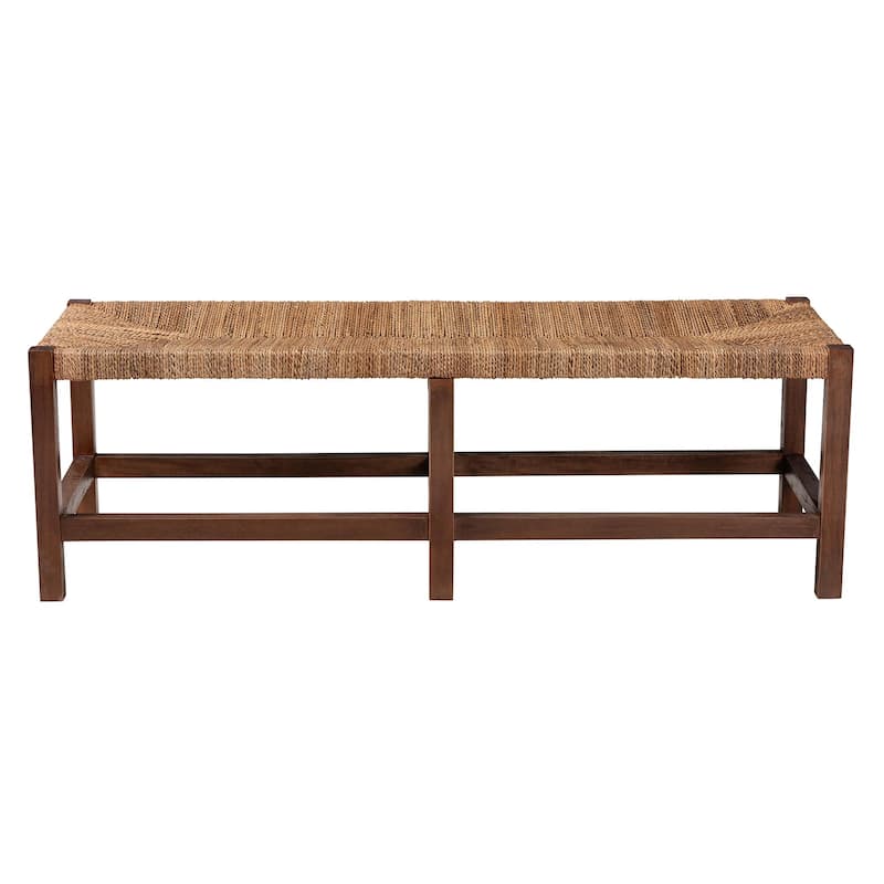 Liza Bohemian Natural Seagrass and Wood Accent Bench