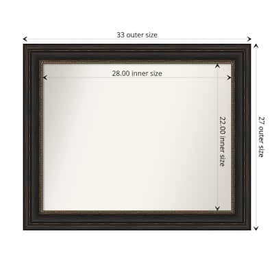 Non-Beveled Bathroom Wall Mirror - Accent Bronze Frame