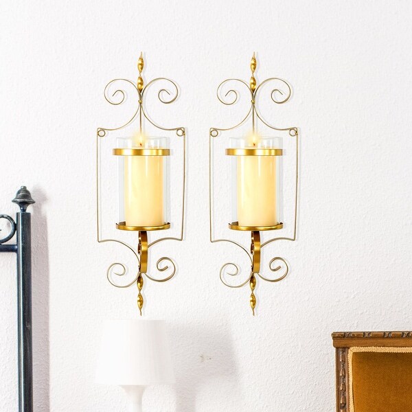 Adeco Cast Iron Vertical Wall Hanging Candle Holder Sconce Set of 2 6.22 x 5.5 x 20.6 On Sale Bed Bath Beyond 10364801