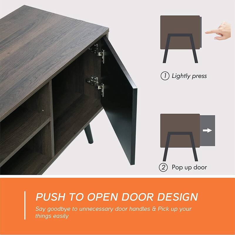 WAMPAT Mid Century Modern TV Stand 61.6 inch Black & Grey