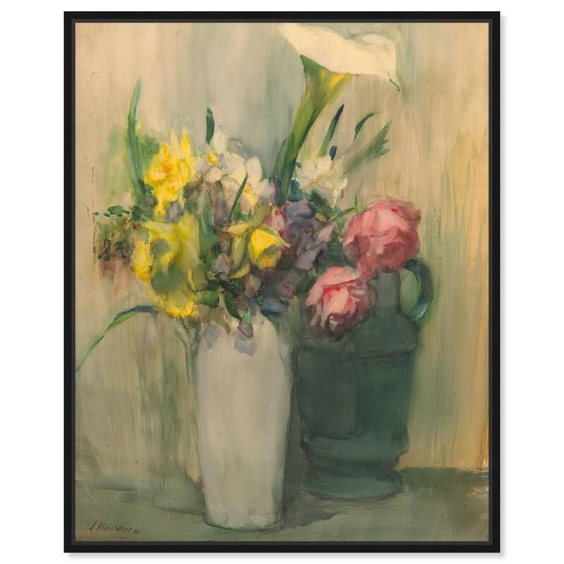 Flowers by Julian Alden Weir Canvas by Art Remedy - 30" x 36" - Black