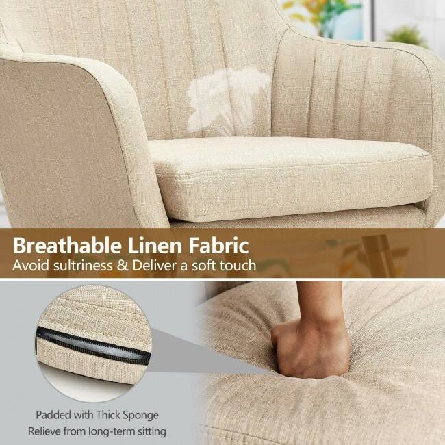 Set of 2 Fabric Upholstered Accent Chairs with Wooden Legs - 24.5" x 25" x 34.5" (L x W x H)