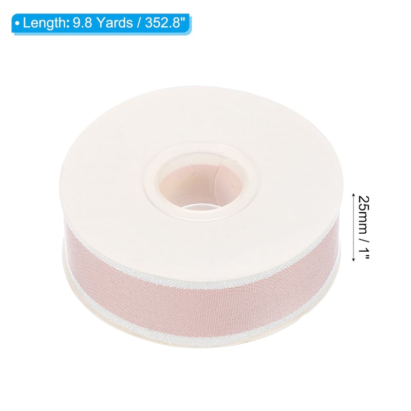 Christmas Striped Ribbon, Candy Ribbon Roll Fabric - Pink - 9.8 Yards x 1"