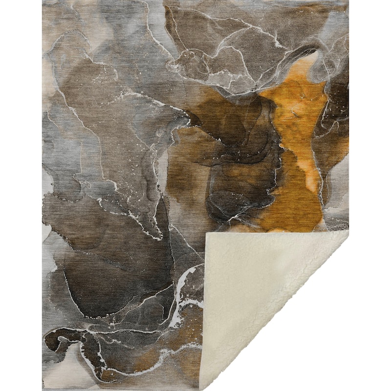 Premium Machine Washable Abstract Contemporary Sherpa Throw Blanket