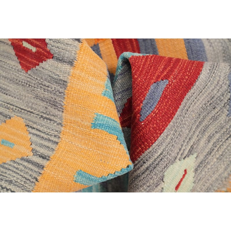 Hand Woven Oriental 100% Wool Carpet Southwestern Tribal Multi-Colored Kilim Area Rug - 9' 8'' X 6' 7''