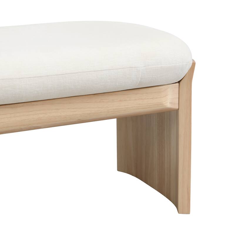 51.5 Inch Beige Rubber Wood Footstool For Bedroom and Living Room