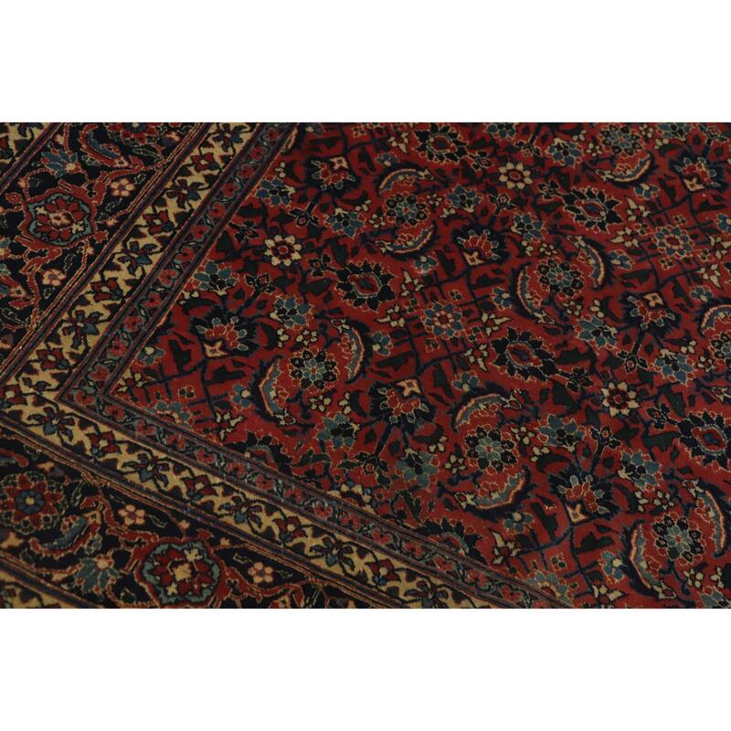 Hand Knotted Oriental Kork Wool Carpet Traditional Floral Oranges & Rust Tabriz Area Rug - 15' 0'' X 6' 2''