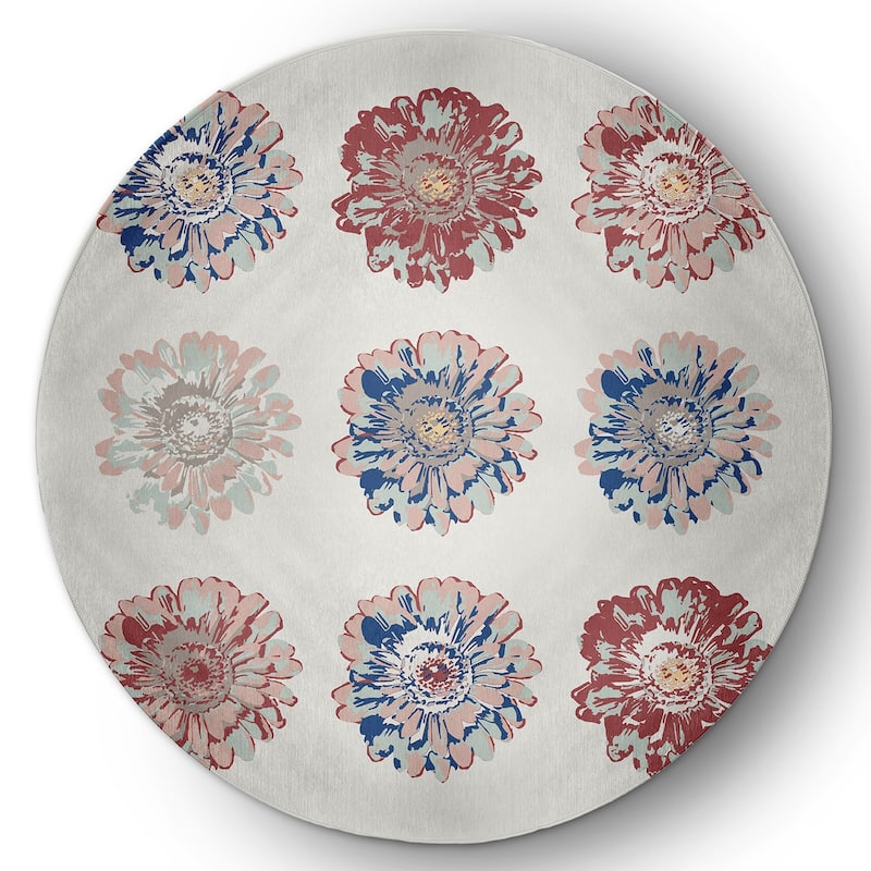 Gypsy Floral Spring Chenille Indoor/Outdoor Rug - Ligonberry Red - 5' Round