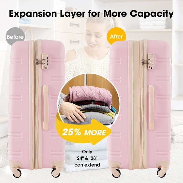 Light Pink Luggage Set Carry On Hardside Spinner Suitcase w/ TSA