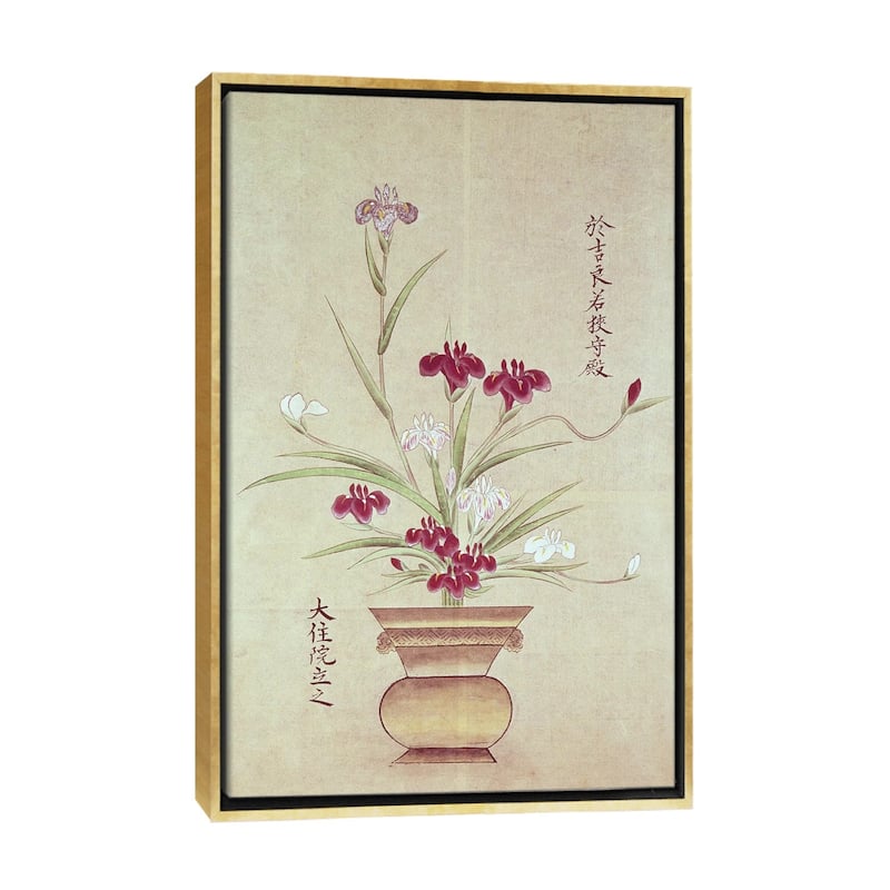 iCanvas "Orchids " by Japanese School Framed Canvas Print - Gold - 26x18