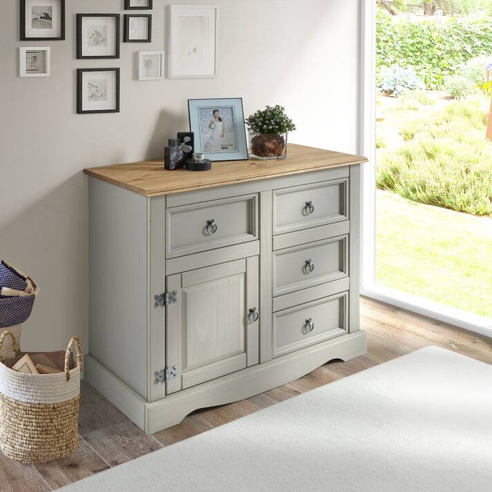 Wood Buffet Sideboard 1 Door 4 Drawers Corona | Furniture Dash
