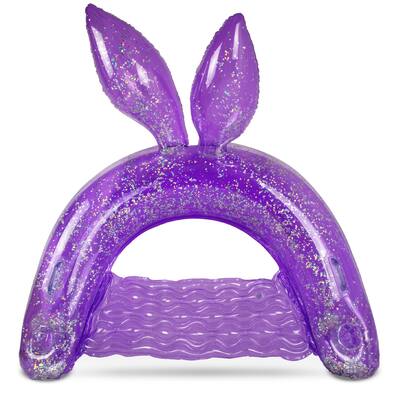 POZA Inflatable Pool Float Chair Filled with Sparkle Confetti - Purple - 48″Lx38″Wx28″H