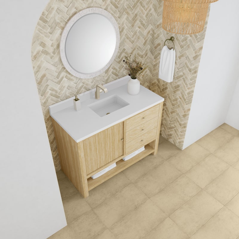 James Martin Vanities Marigot Single 48" Single Vanity, Sunwashed Oak - White Zeus - Single Hole