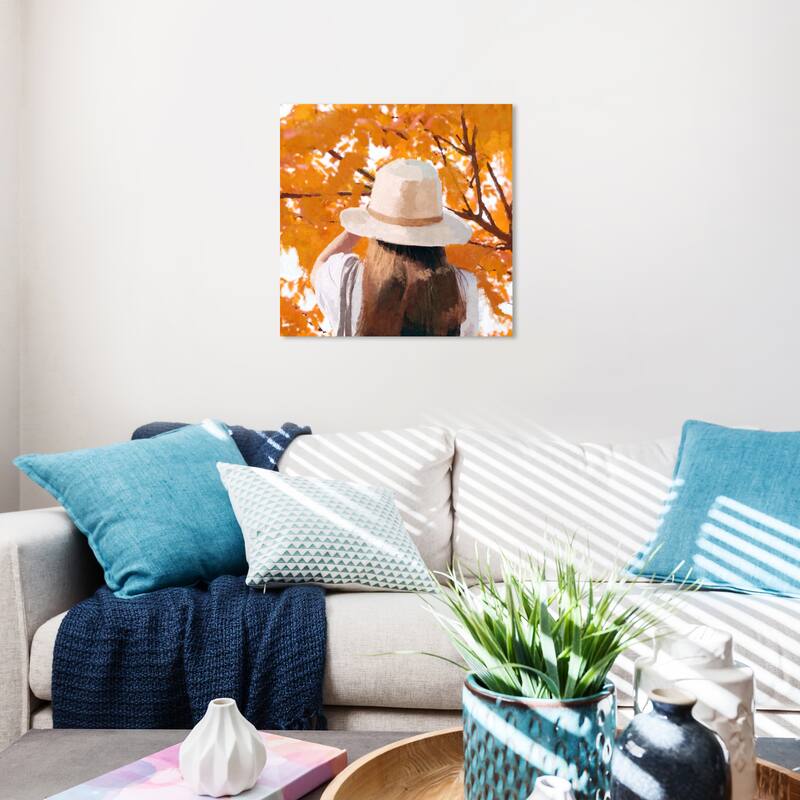 Wynwood Studio Canvas Fashion and Glam Fall Leaves Orange and Light Orange Modern & Contemporary Wall Art Canvas Print - 20 x 20