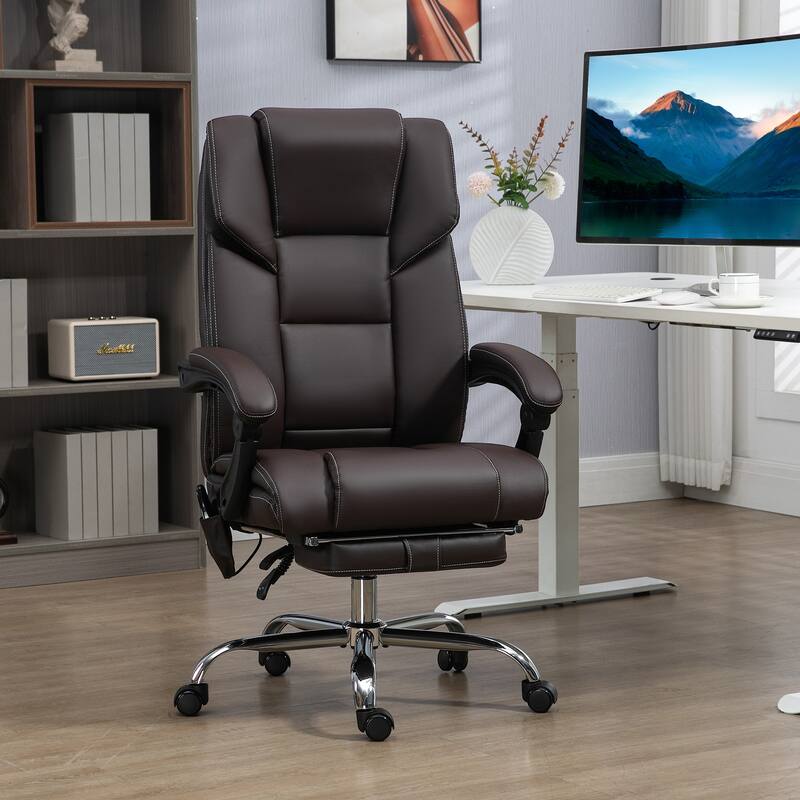 Massage Office Chair with Lumbar Heating, 6 Vibration Points, Footrest & Adjustable Height