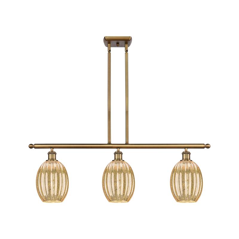Innovations Lighting Endless Possibilities Ballston - Preston - 3 Light 36" Bulb Shade Stem Hung Island Light - Mercury/Brushed Brass