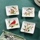 preview thumbnail 4 of 3, Certifed International Holly And Vines Set of 4 Canape/Luncheon/Appetizer Plates 6" Assorted Designs - 6 L x 6 W x 1 H
