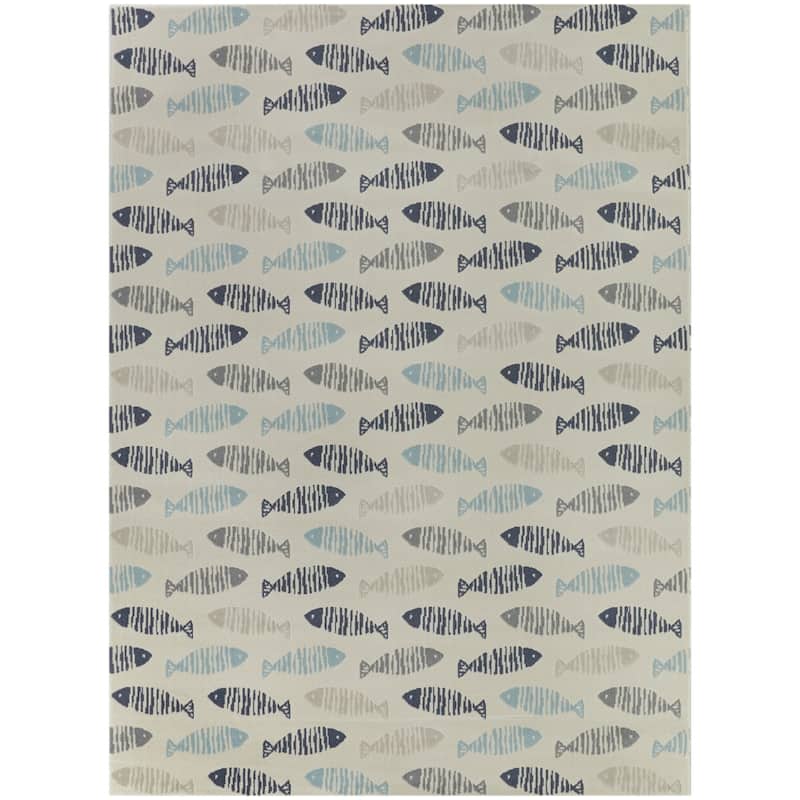 Friendly Fish Geometric Coastal Area Rug