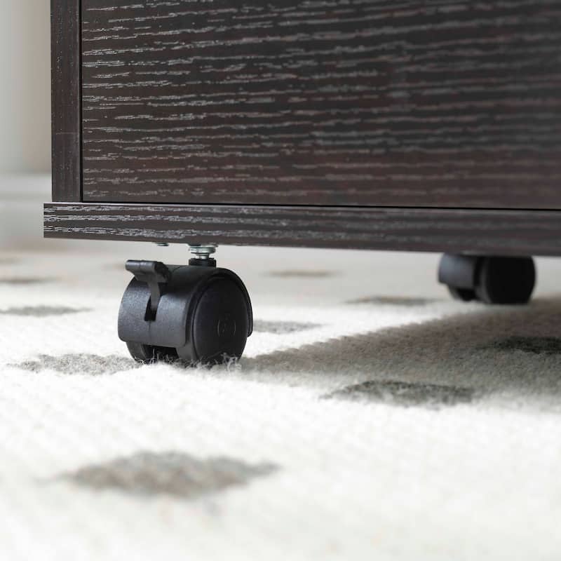 Anmytek Dark Wood Rolling Desk with 2 Drawers - Mobile Computer Desk for Home Office and Small Spaces