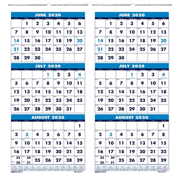 Vertical Academic 3-Month Wall Calendar, June-July, 8" x 17", Pack of 2 - One Size. Opens flyout.
