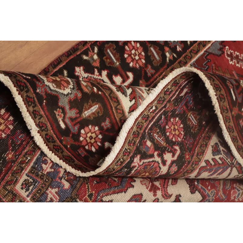Hand Knotted Oriental 100% Wool Carpet Traditional Medallion Oranges & Rust Heriz Area Rug - 9' 9'' X 6' 3''