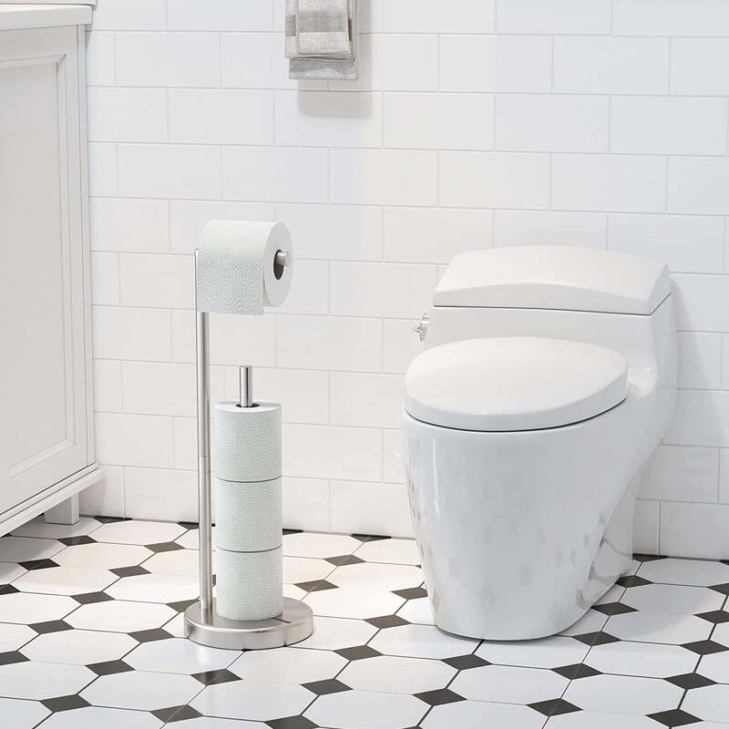 Freestanding Toilet Paper Holder Stand with Reserver