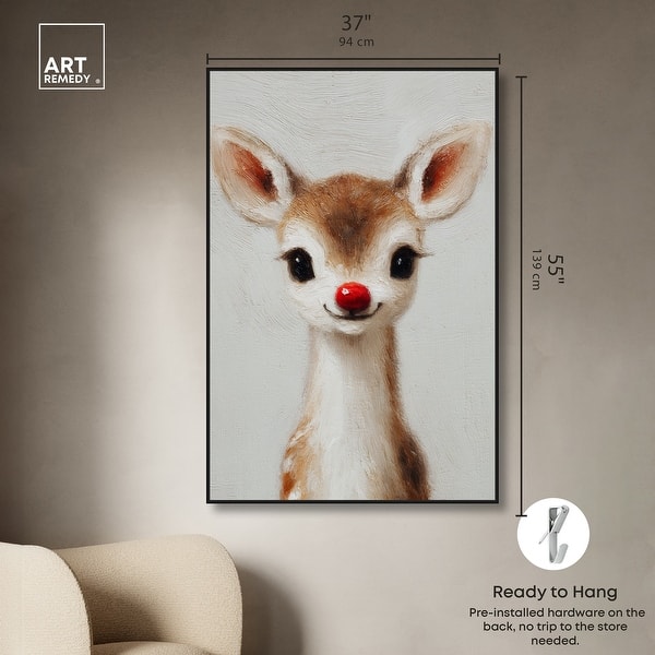 dimension image slide 9 of 24, Baby Rudolph Christmas Wall Decor Canvas Print by Art Remedy