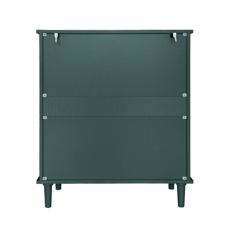 Cabinet with 2 Carved Pattern Doors & 2 Drawers, Small Entryway Storage Table, Accent Cabinet with Metal Handles & Wooden Legs