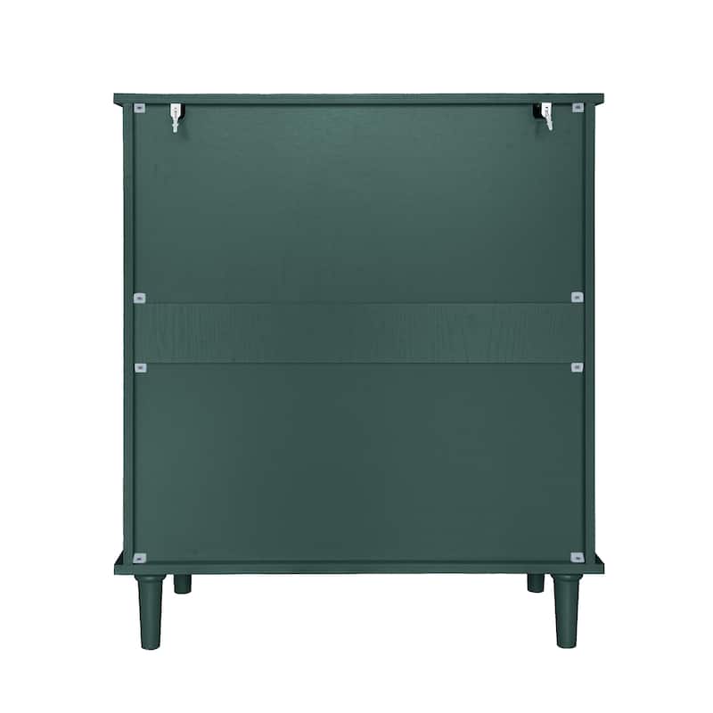 Storage Cabinet with Smooth Drawer Slides & Carved Symmetrical Doors, Accent Cabinet with Adjustable Shelves