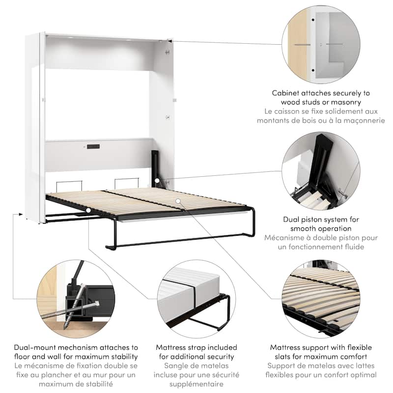 Bestar Avalon High-Gloss Murphy Bed for Multipurpose Spaces