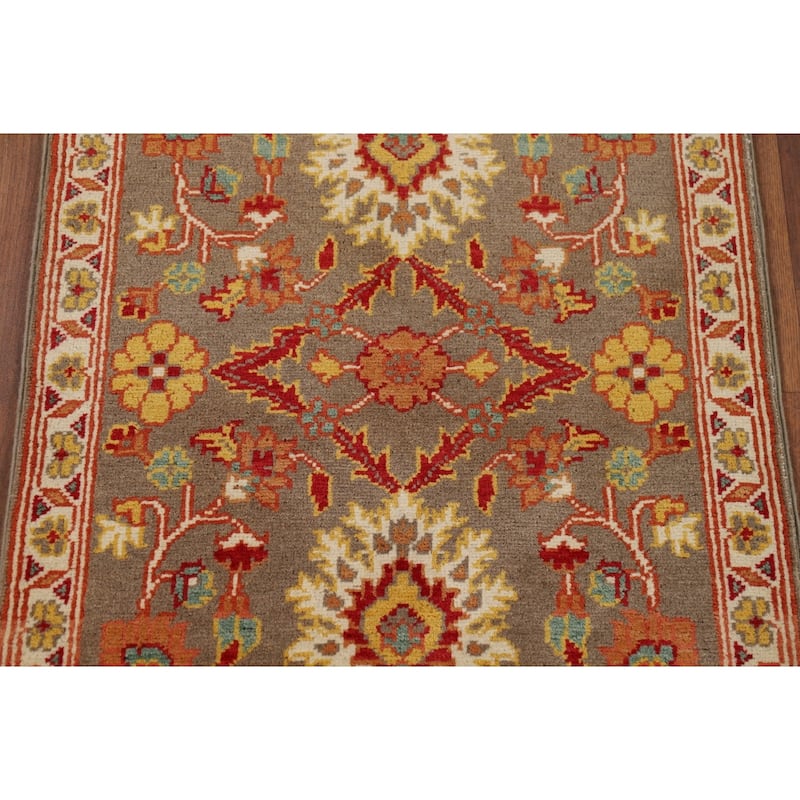 Kazak Oriental Foyer Rug Handmade Traditional Brown Wool Carpet - 2'2" x 3'0"