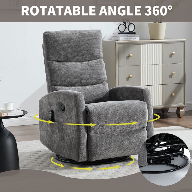 360° Swivel Rocking Recliner with Heat & Massage in Chenille Fabric