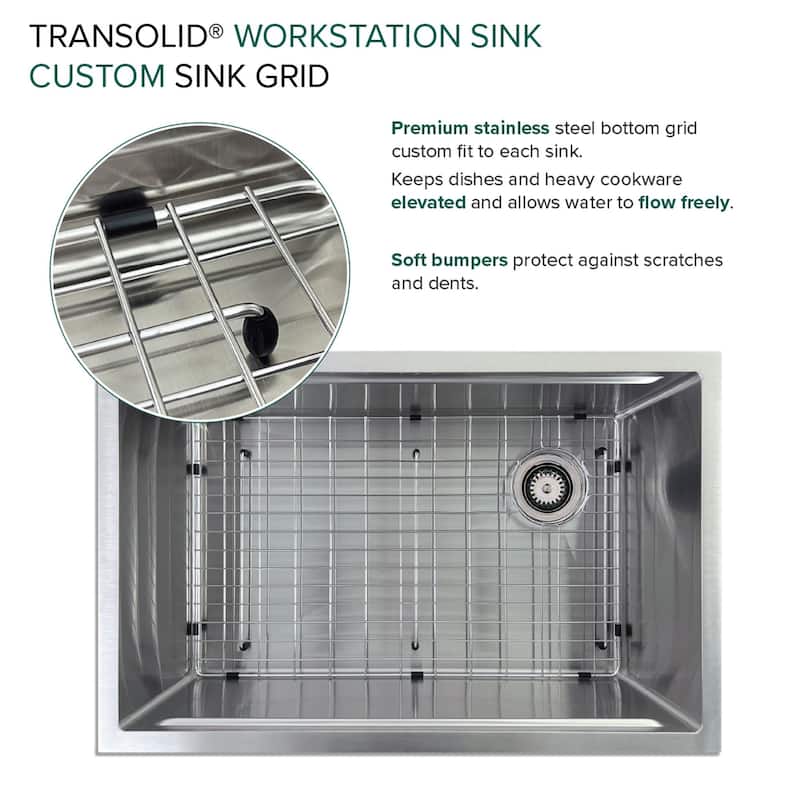 Transolid KWSSU301910 30-in X 19-in X 10-in 18-Gauge Undermount Stainless Steel Kitchen Workstation Sink