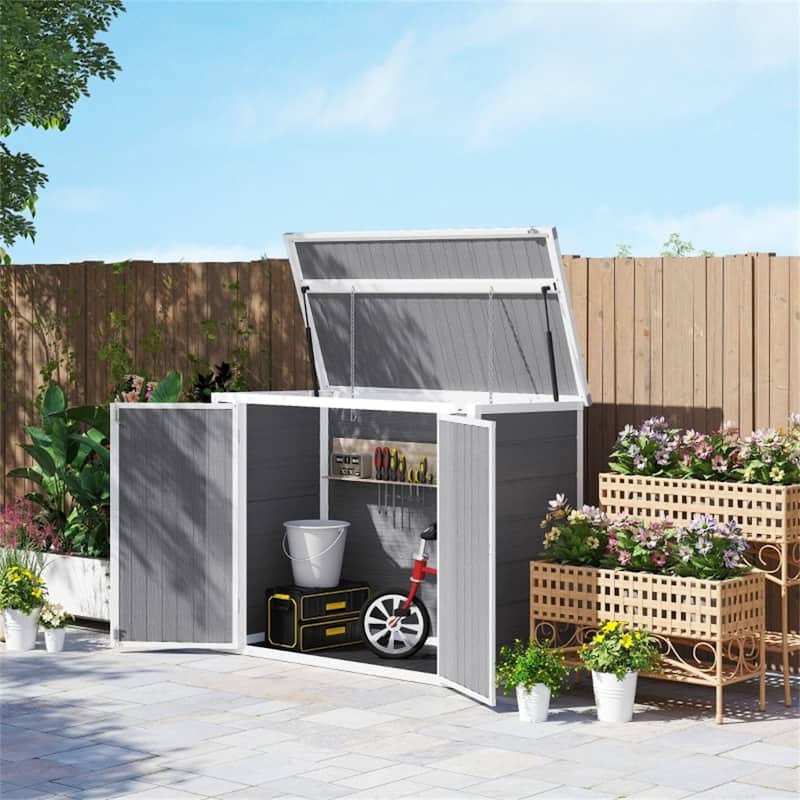 Outdoor Storage Shed for Tools with Lift Lid and Secure Latches - 56.3" W x 29.7" D x 43.3" /42.7" H