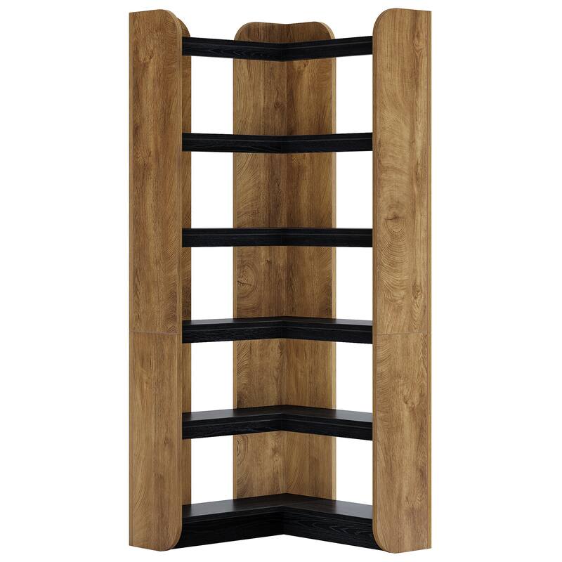 Corner Bookshelf, 6-Tier Bookcase with Storage for Home Office