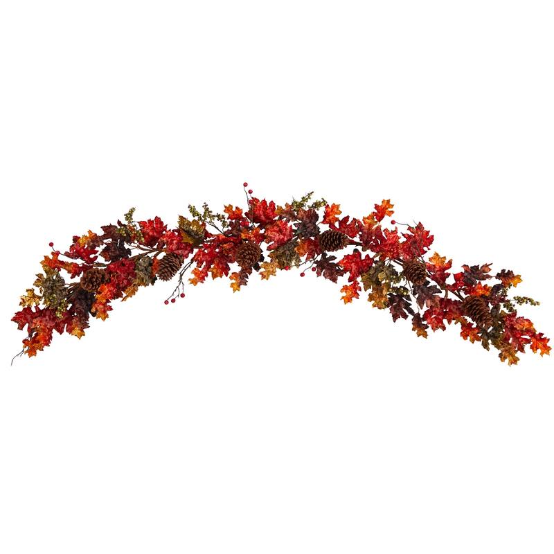 Fall Garland 6ft Maple Leaf Berry Pinecone Decor Autumn Home Decor - 72