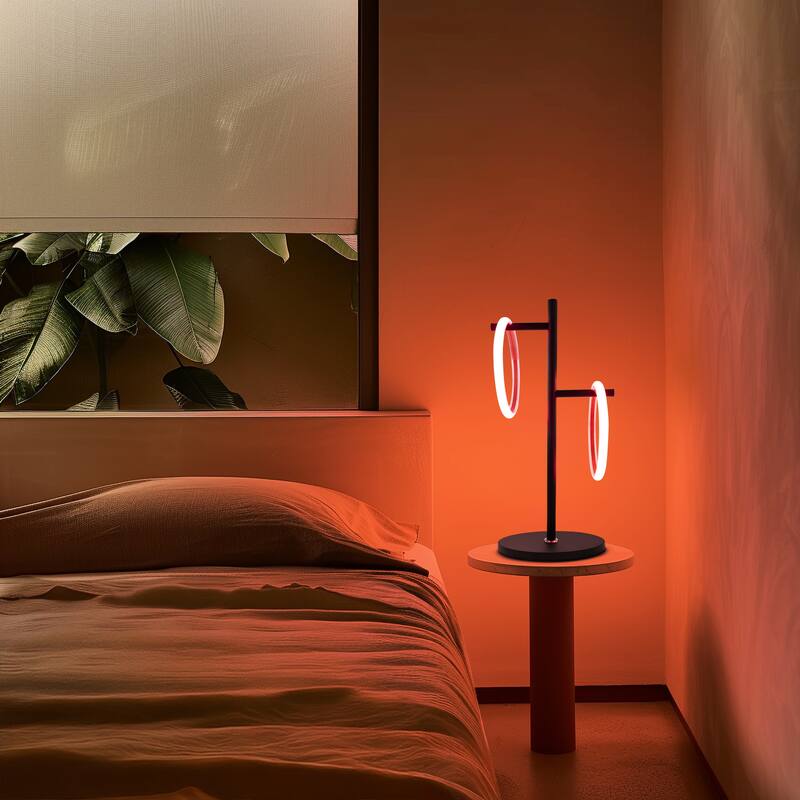 Brightech Saturn 21 in. Classic Black Industrial Integrated LED Desk Table Lamp with Built-In Color Changing Function