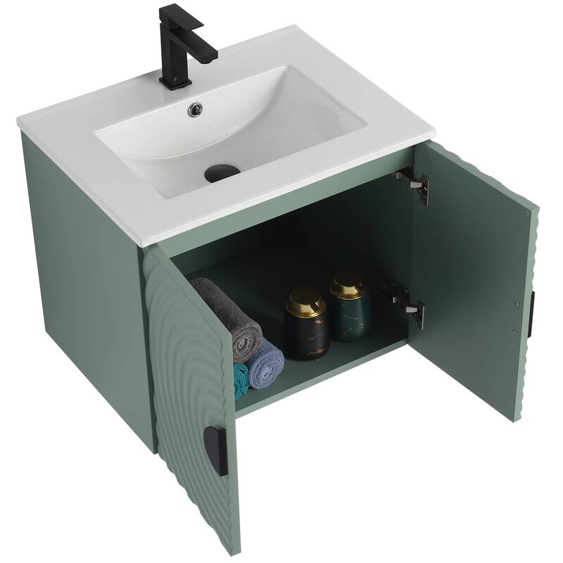 Pellabay Modern Bathroom Vanity with Fluted Circular Doors - Sink Included