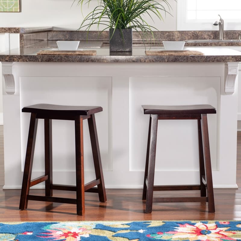 Linon Cackleberry Saddle Seat Backless Counter Stool