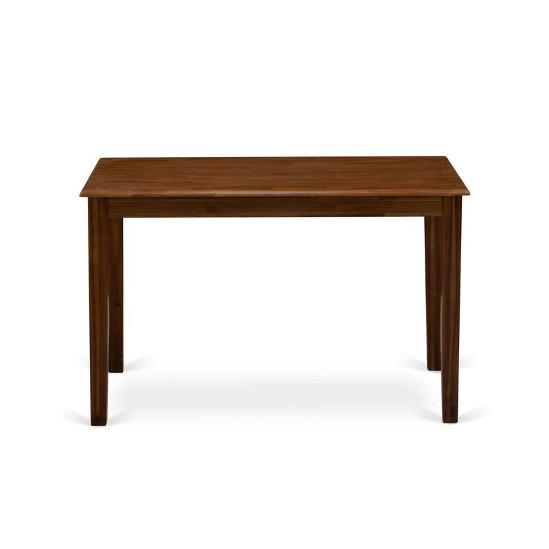 5-Piece Antique Walnut Finish Solid Wood Top - Rectangular Dining Room Set - Seats 4