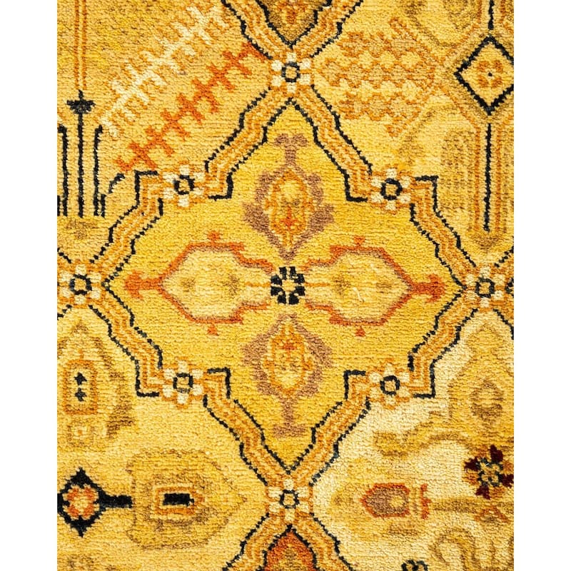 Overton Hand Knotted Wool Vintage Inspired Traditional Ottoman Gold Area Rug - 4' 3" x 6' 2"