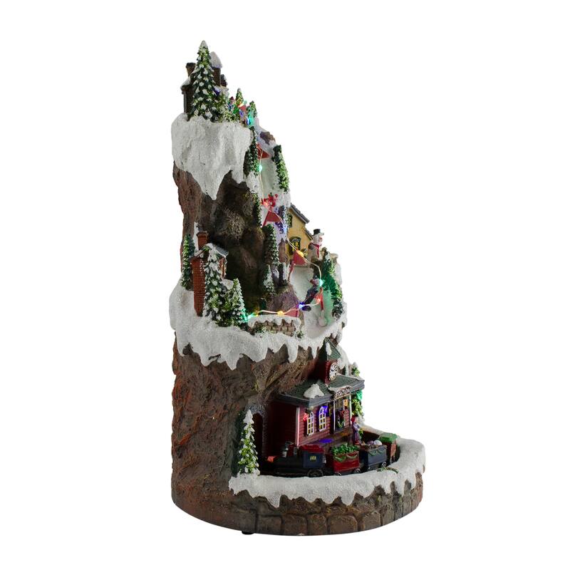 15" LED lighted Christmas Scene With A Turning Train And Music - Pre-Lit