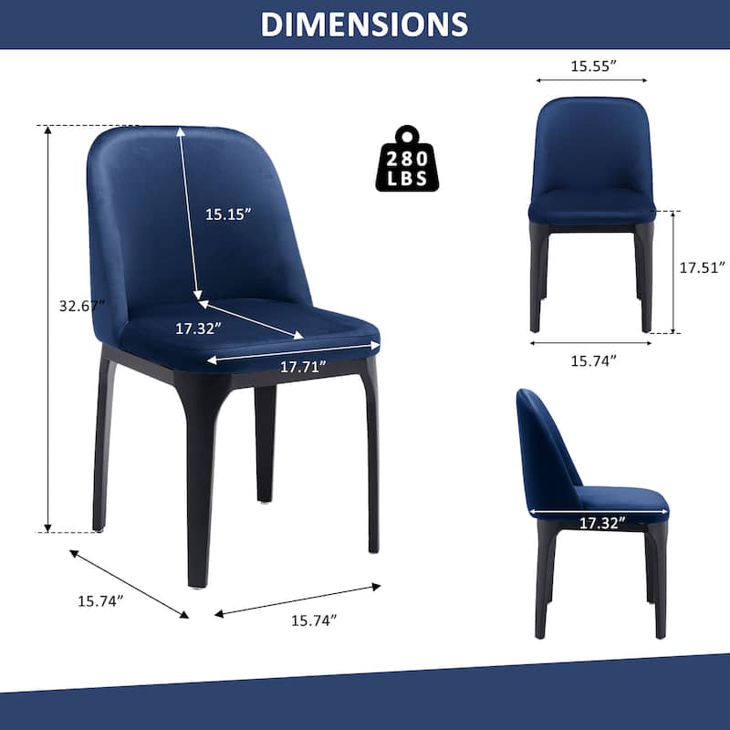 Modern Velvet Dining Chair with Metal Legs and Upholstered Side Chair for Living Room or Office - 32.67”H x 15.74”W x 15.74”D