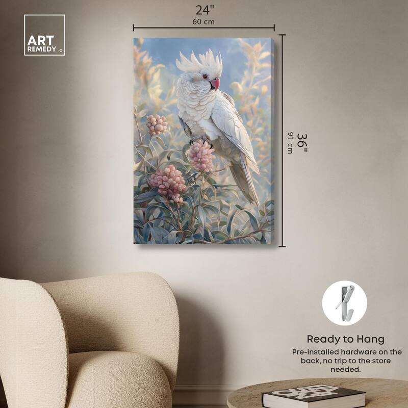 Cockatoo and Blossoms Canvas by Art Remedy, Gallery Wrapped