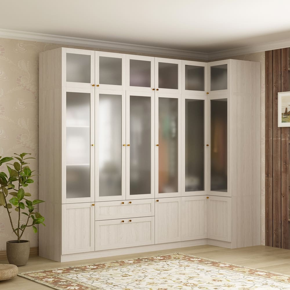 Modular Modern Glass Door Wardrobe:Storage Closet Solution Armoire